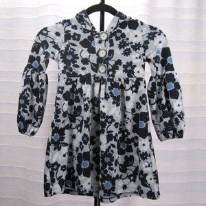 Girls' Pippa & Julie Navy/Gray Floral Hoodie Fleece Dress - 6X